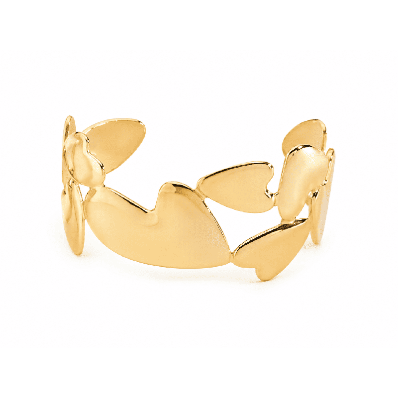 Brazalete de diseño elegante y moderno inspirado en formas orgánicas tipo mariposa color plata color dorado