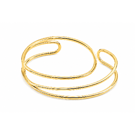 Brazalete de diseño elegante y moderno inspirado en formas orgánicas tipo mariposa color dorado