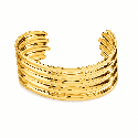 Brazalete tipo cuff de diseño multilínea con acabado dorado brillante y estilo elegante COLOR DORADO