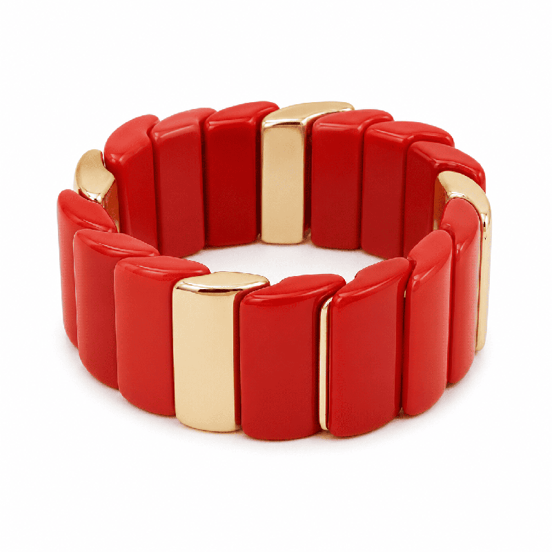 Brazalete de diseño moderno y elegante con acabado brillante color rojo