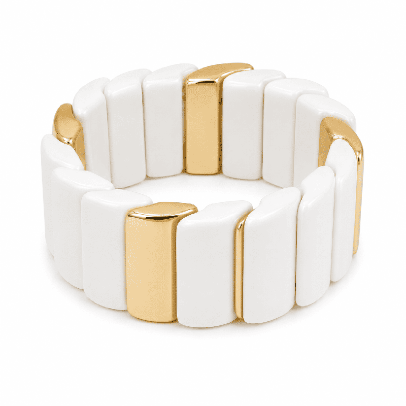 Brazalete de diseño moderno y elegante con acabado brillante color blanco